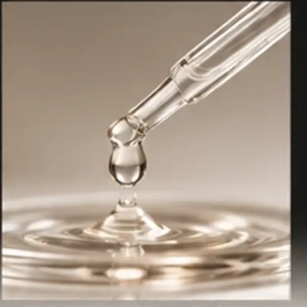 A dropper releasing a drop of exosome serum